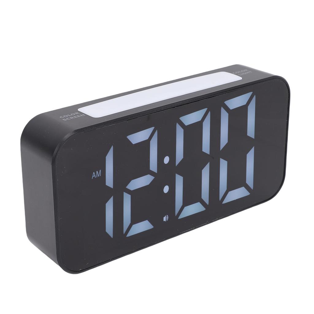 RGB Vibrating Alarm Clock for Heavy Sleepers Hearing Impaired 7.4 Inch LED Screen USB Charging Port Snooze Big Numbers