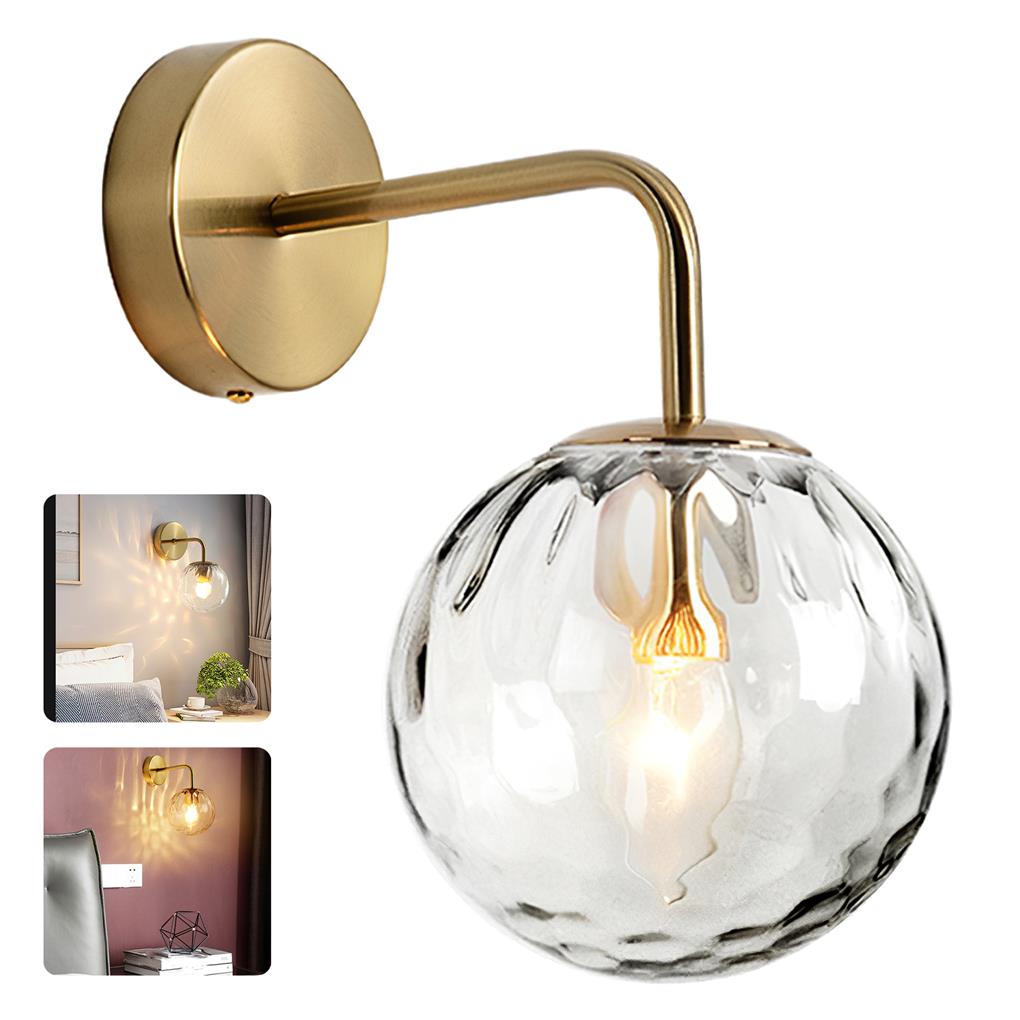 Wall Light Golden Glass Ball Lamp Clear Metal Base Fixtures Home Decoration Bedroom Kitchen Corridor Dining Room Accessories