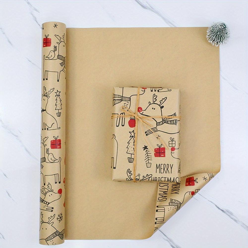 1 Roll Christmas Wrapping Paper - Cute Deer Design, Planners And Brokers, Suitable for Presents, Handmade Gifts, Gift Wrapping