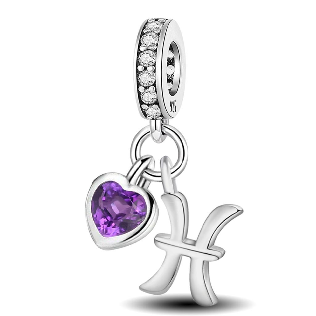 Copper Personalized 12 Constellation Multi Color Love Heart Pendant Diy Bracelet Bangle Making Gift Of Fine Jewelry