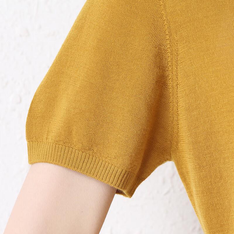 Hengyuanxiang Women's Short Sleeve Pure Cashmere Knit Top