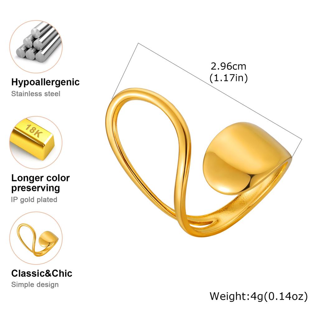 Statement Irregular Open Ring for Women,Gold Plated Stainless Steel Geometric Rings,Punk Party Birthday Jewelry Gift