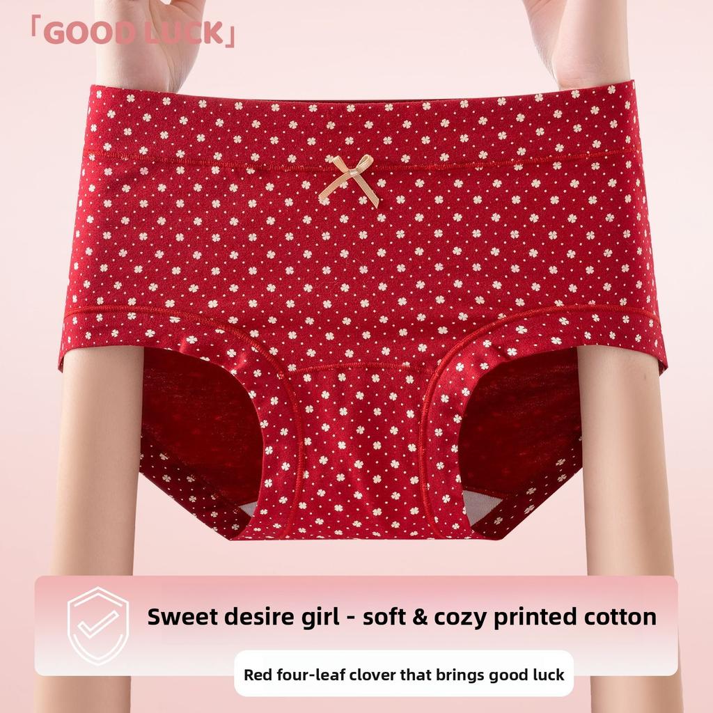 Damen Frühling und Herbst Garten Floral Reine Baumwolle Antibakteriell Bequem Ohne Naht Taille Dreieck Slip