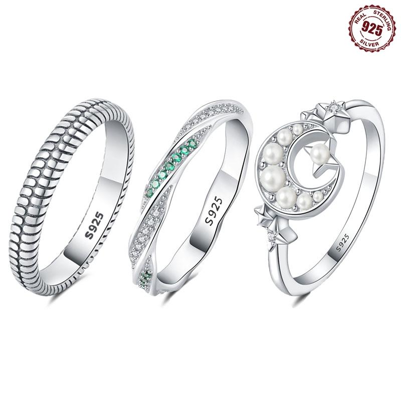 New 925 Simple Silver Serpentine Twist Ring Zircon Rings For Women Lucky Wedding Engagement Jewelry Gifts