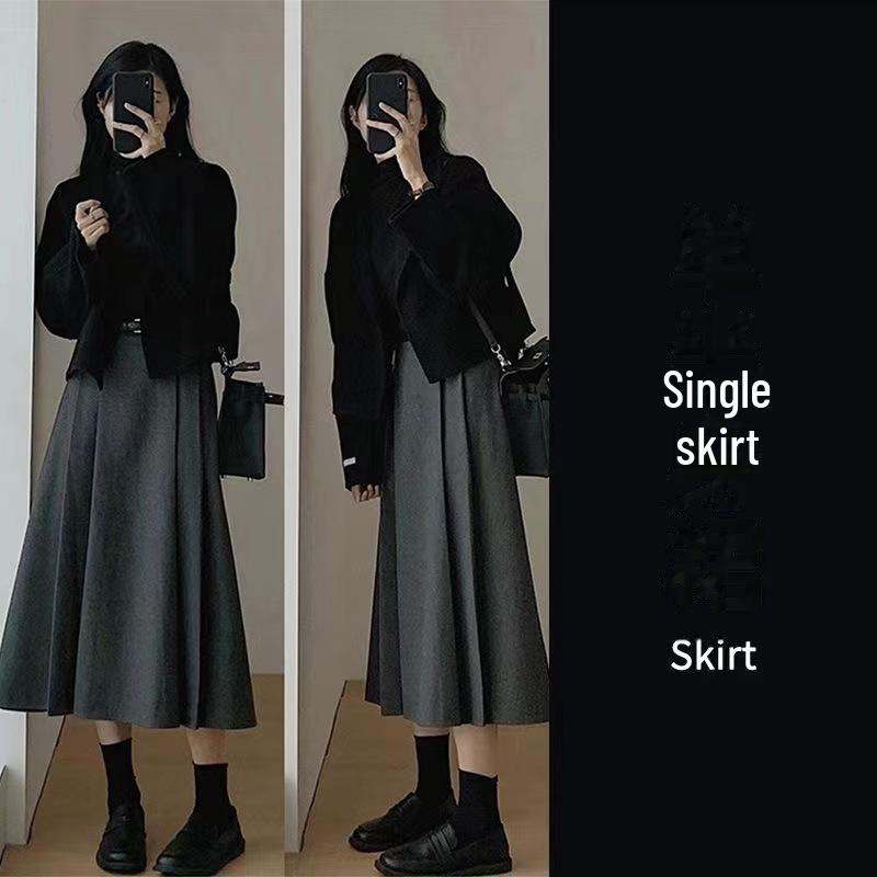 

Женский костюм осень 2024 года из короткого пальто с длинными рукавами во французском стиле и узкой юбки миди M