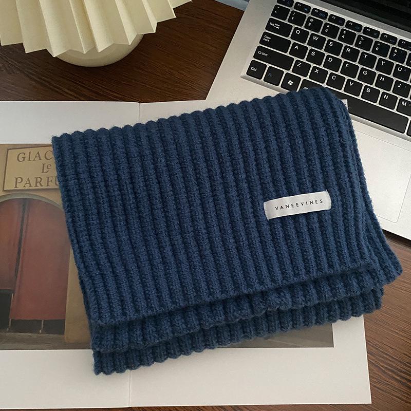 

Женский красный шерстяной шарф - Вязаный шарф-манишка высокого класса для Рождества 2024 синий