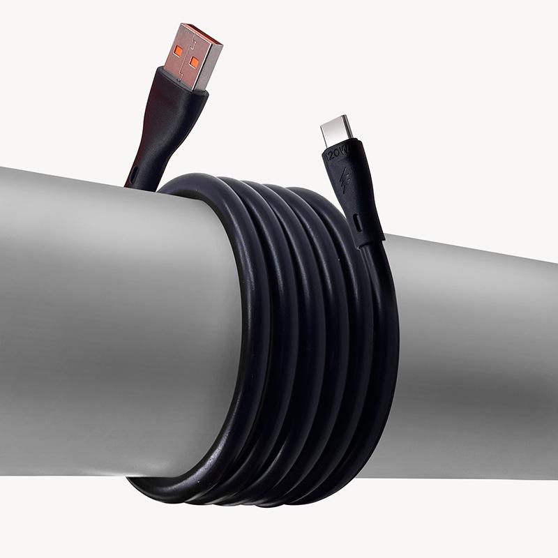 Type-C/USB-A Data Cable 120W 6A Super Fast Charging with Pure Copper Core PVC Jacket 2m Model TPC01