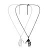 2Pcs/set Matching Necklaces for Couples Hip Hop Skull Hand Heart Pendant Necklace Gothic Couple Clavicle Chain Jewelry