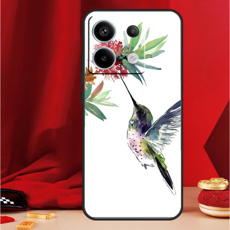 Hummingbird and Flowers Case For Xiaomi Redmi Note 13 Pro 12 11 9 10 Pro 12S 11S 10S 9S Redmi 12 10C 12C 13C Cover