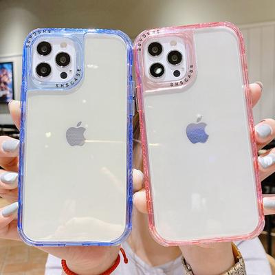Capa de celular transparente com moldura à prova de choque para iPhone 14, 13, 11, 12 Pro Max, XS, XR Max, 14 Plus, capa traseira de TPU macio e transparente em cores doces