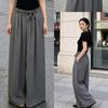 Casual Loose Lace-up Women's Wide-leg Pants Spring Summer Solid Color Elastic Waist Sweatpants Lace-up Trouser Women's Casual Simple Clothing
