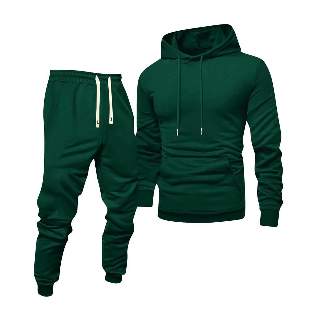 Men's Color Hooded Universal Versatile Hooded Sweatshirt Sweatpants Casual Sports Suit