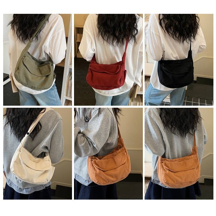 Gewaschene Canvas-Umhängetasche Damen-Achseltasche