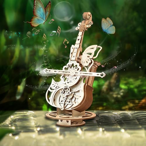 AIJUYE 3D Music Box Puzzle, Wooden, Movable Cello Design, Craft Kit for Adults, Educational Toy for Upper Elementary School Students, Gift for Boys an