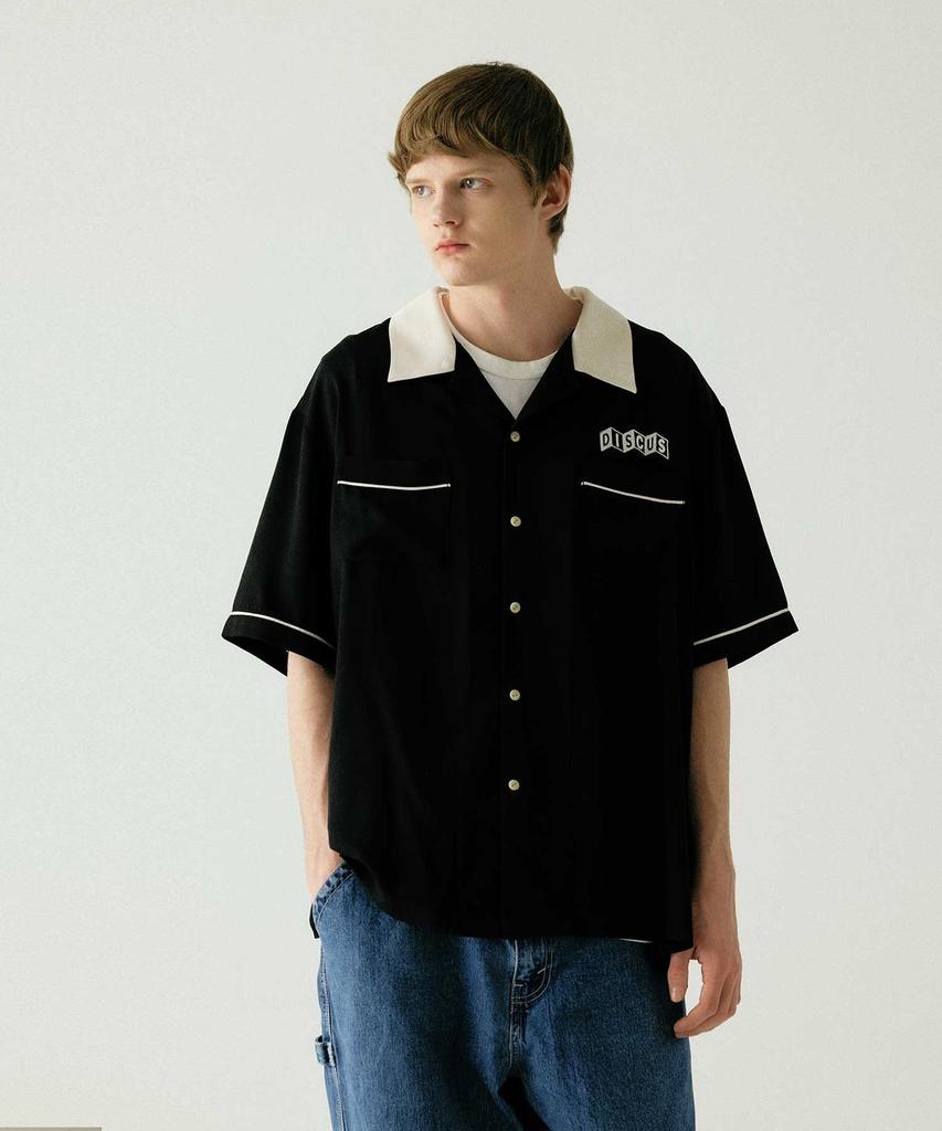 Discuss Athletic Half Sleeve Bowling Shirt Black