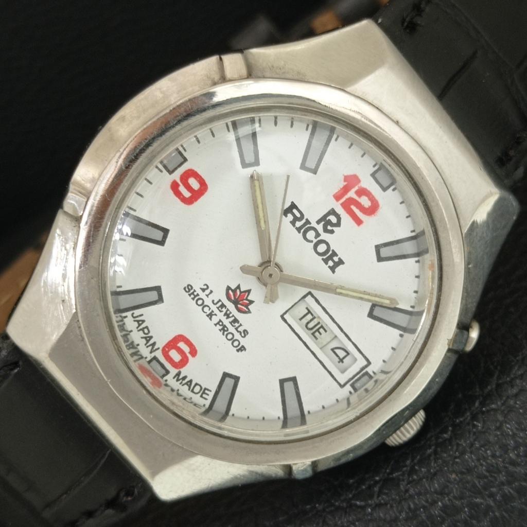 VINTAGE RICOH R31 AUTOMATIC JAPAN MENS WHITE COLOR DIAL WATCH A709412-1
