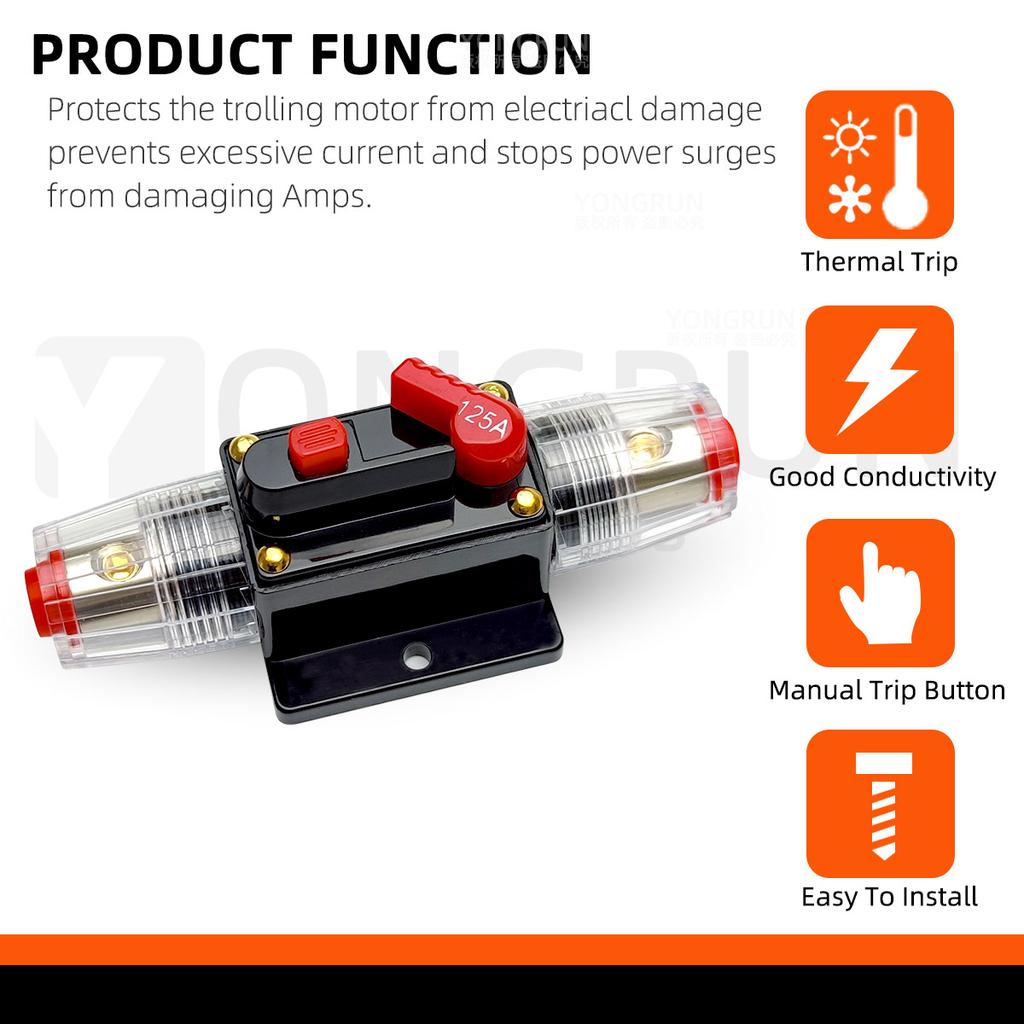20A To 150A Circuit Breaker with Reset for Car Audio System Waterproof Marine Circuit Breaker Reset Fuse 12V48V DC Circuit Breaker 6