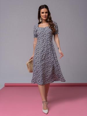 Retro Dress with Floral Print and Slit ISSA Plus