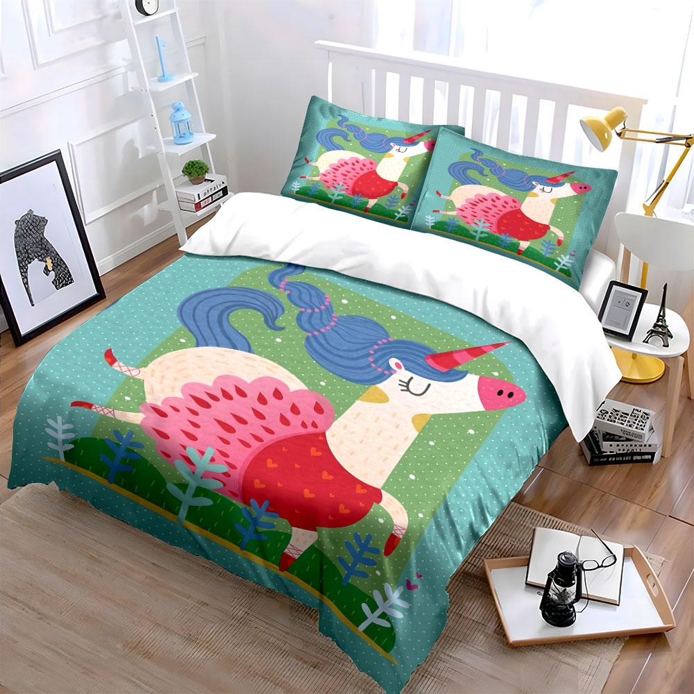 Unicorn with colorful mane. Bedding sets Duvet cover sets Duvet covers Pillowcases(1 * Duvet Cover 2 * Pillowcases, without duvet insert)