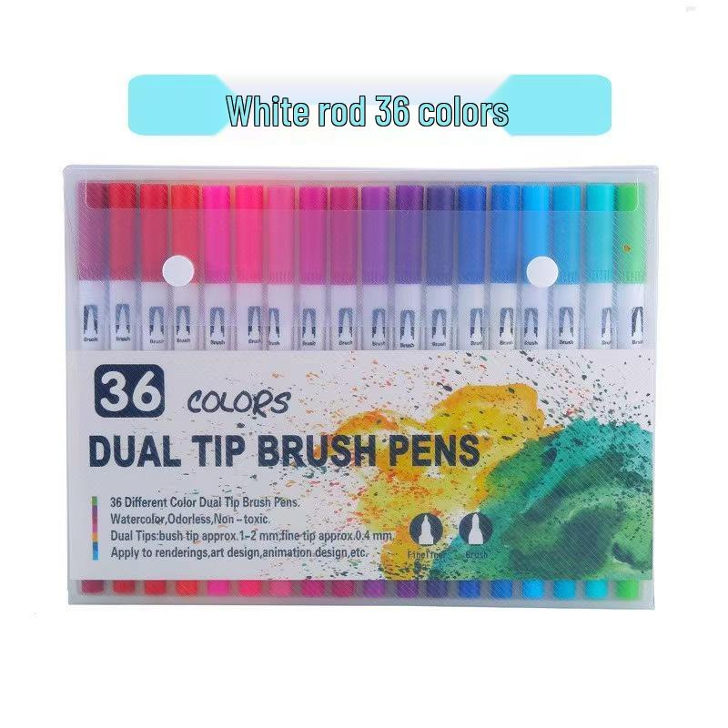 Washable Water-based Double-headed Watercolor Pens for Children - Soft-tip Markers and Brush Set