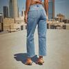 Women's Pant Autumn Mid Rise Straight Leg Machete Cropped Jeans