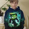 Boys' Minimalist Printed Hoodie, Fashionable All Season Casual Round Neck Long Sleeved Pullover Sweatshirt