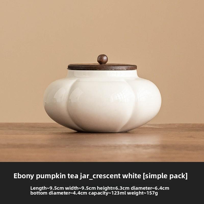 BRCeramic Pumpkin Tea Can Creative Ceramic Sealed General Can Home Kitchen Pu'er Tie Guan Yin Storage Can Tea Ceremony AccessoriesEY