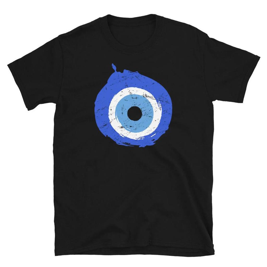Distressed Greek Evil Eye T Shirt Nazar Amulet Good Luck Charm Vintage Graphic Top For Everyday Wear Comfortable Homme
