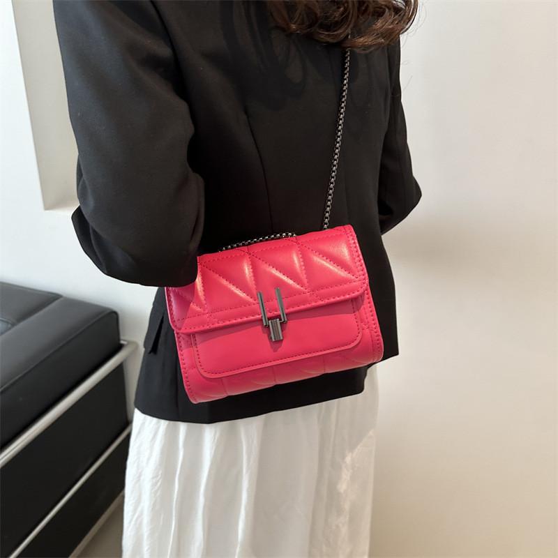 Korean Style Texture Bag 2024 Spring New Diamond Chain Bag Simple Shoulder Bag Crossbody Bag