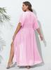 Women Plus Size Lace Splicing Tie Up Sun Protection Cardigan Bikini Cover Up