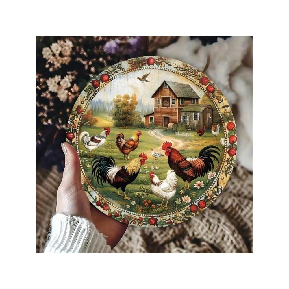 Vintage Chicken Metal Sign 20x20cm Tin Plaque Home Kitchen Cafe Bar Decor