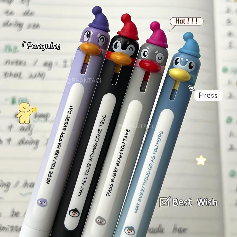 4Pcs Penguin Style Gel Pen 0.5mm Quick Dry Black Pen Creative Animal Style Writing Pen Office Supplies