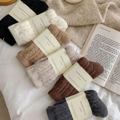 Damskie Grube Zimowe Aksamitne Skarpety Podkolanówki - Kolor Maillard, Frotte