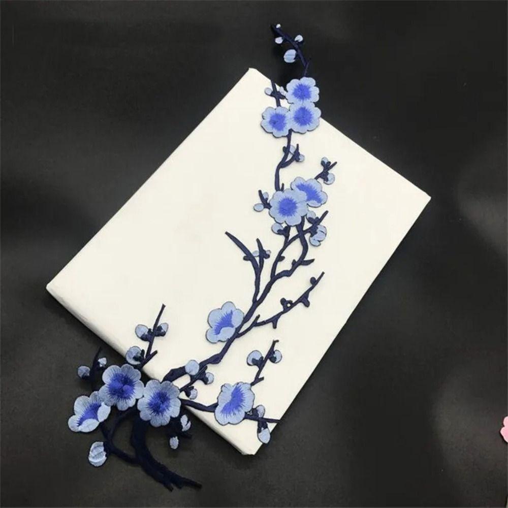 Flower Shaped Plum Blossom Applique Self-adhesive Embroideried Cloth Patches Exquisite Iron On Clothes Sticker Bag Decoration