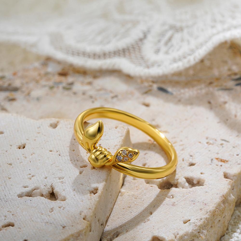 Fashion Cute Rabbit Ear Rings Women Hypoallergenic Gold Plated Inlaid Zircon 3D Knot Stainless Steel Finger Ring Zircon Anillos