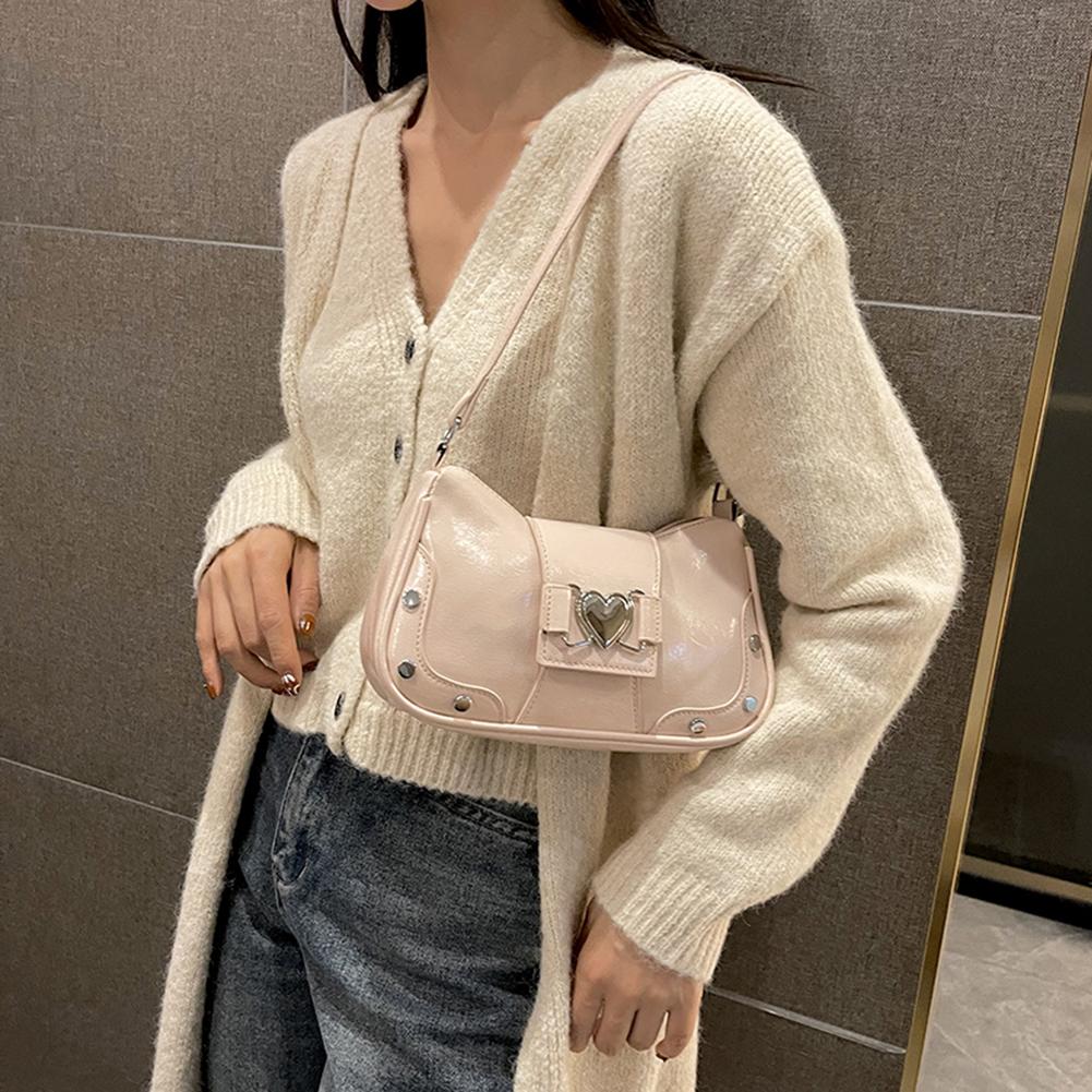 PU Leather Stylish Armpit Bag Large Capacity Women Daily Shoulder Bag Adjustable Strap Y2K Solid Color Travel Bags