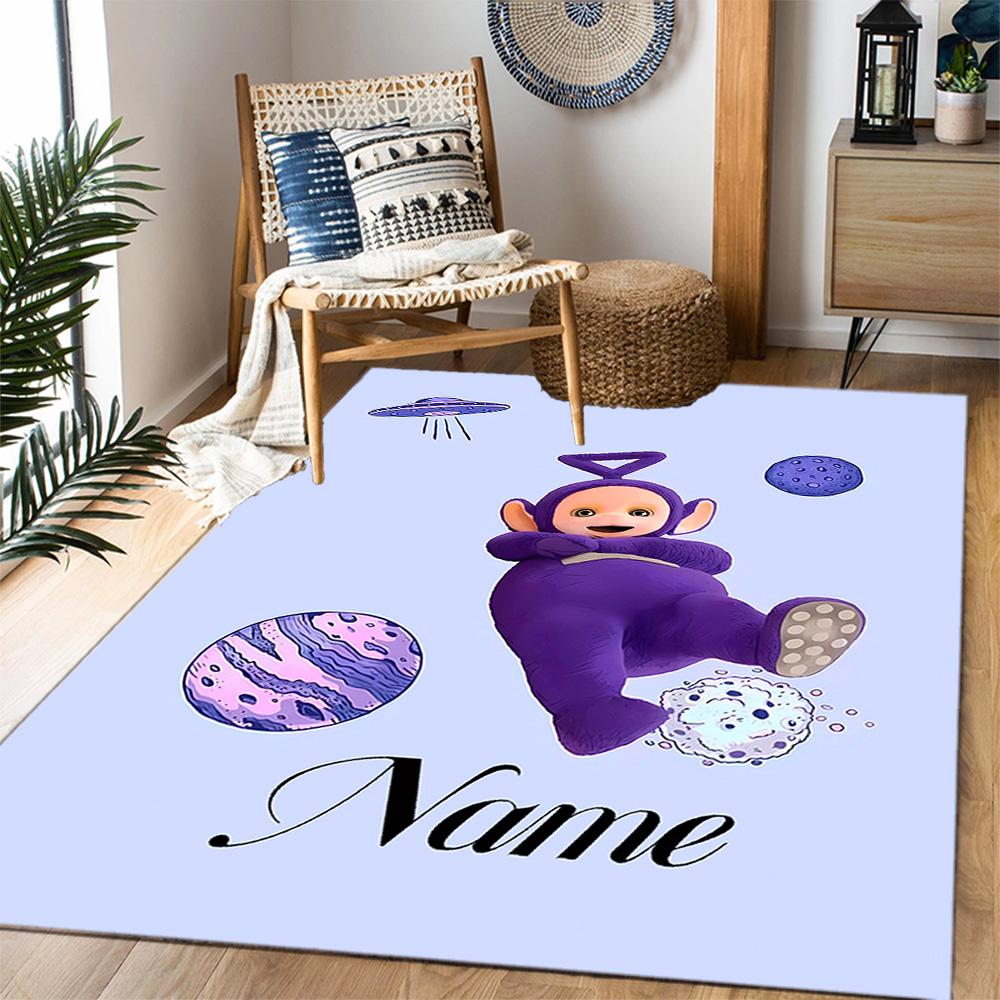 Purple Teletubby Space Customize Your Name Floor Rug Office Rug Design for Decorate room Dormitory Balcony Outdoor Anti-slip Rug Office home decor