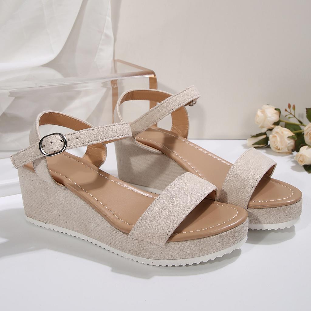 Wedge heel sandals children's summer 2025 summer versatile waterproof platform thick-soled ultra-high heel one-word buckle with thick heel muffin
