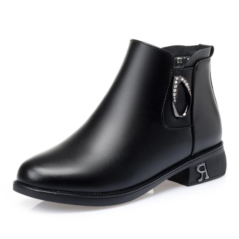 Bottes d'hiver pour femmes bottes de neige femmes en cuir véritable antidérapant femmes chaussons décontractés bottes chaudes grosses dames