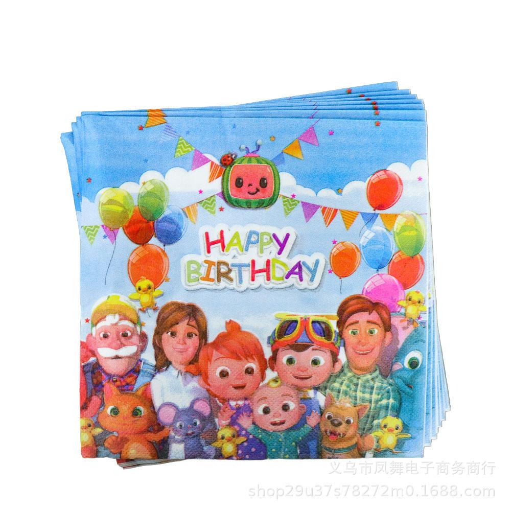 Coco Watermelon Baby Birthday Party Supplies Decorative Disposable Tableware Set Invitation Card Pennant Background Cloth