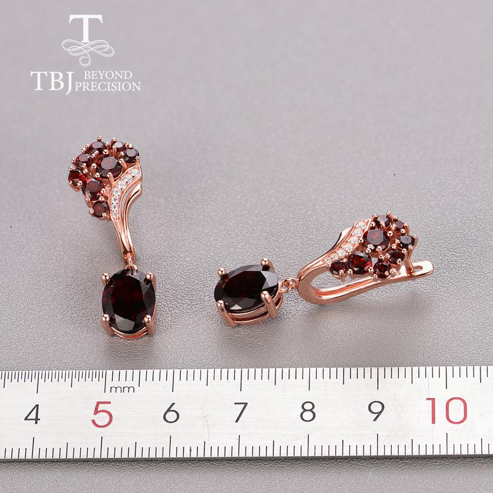 Set de bijuterii din argint cu piatră prețioasă granat roșu natural 12ct Cercei inel tăiat oval 8*10mm bijuterii fine pentru femei mama cadou frumos