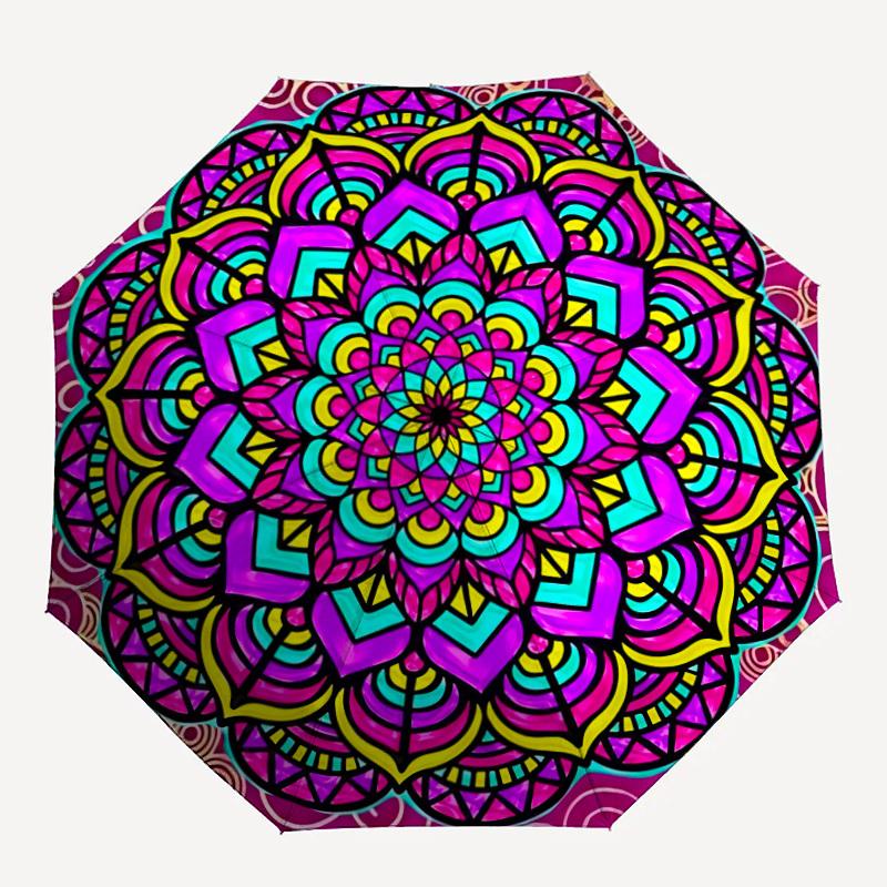 1pc Mandala Automatic Open/close Folding Umbrella, Compact Portable Travel Umbrella, Cute Umbrella, Durable Construction yy260328007