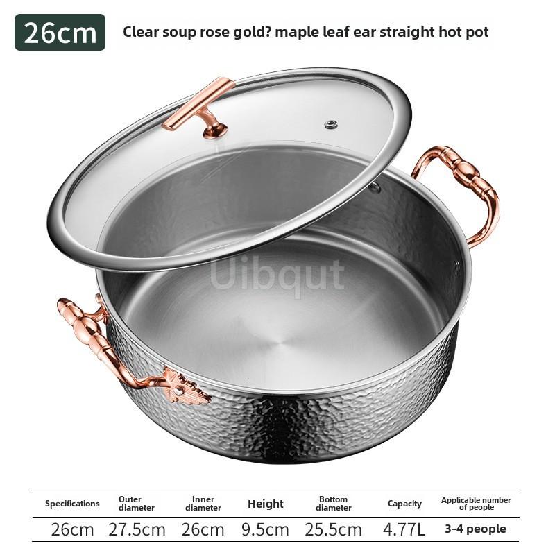 gold thick 304 stainless steel hammer pattern mandarin duck hot pot induction cooker gas stove universal shabu pot household
