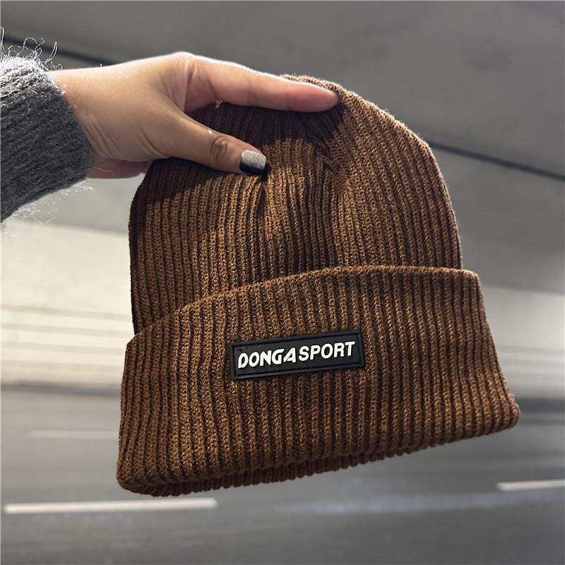 Hat Men's Winter Fashion Alphabet Wool Hat Ear Protector Solid Color Warm and Cold Knitted Cold Hat Women