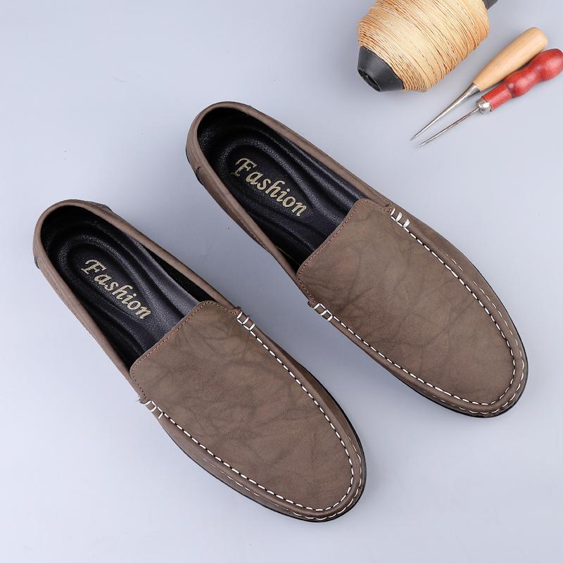 Genuine Leather Mens Loafers Handmade Slip On Footwear Soft Leather Moccasins Ultra-light Male Boat Flats Outdoor Driving Shoes