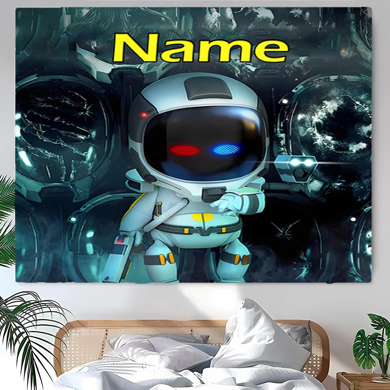 Personalisierte Astro Bot Hintergrund-Wandbehang, Benutzerdefinierter Name Geburtstagsparty, Multifunktionale Wanddekoration für Heimdeko, Verschiedene Anlässe