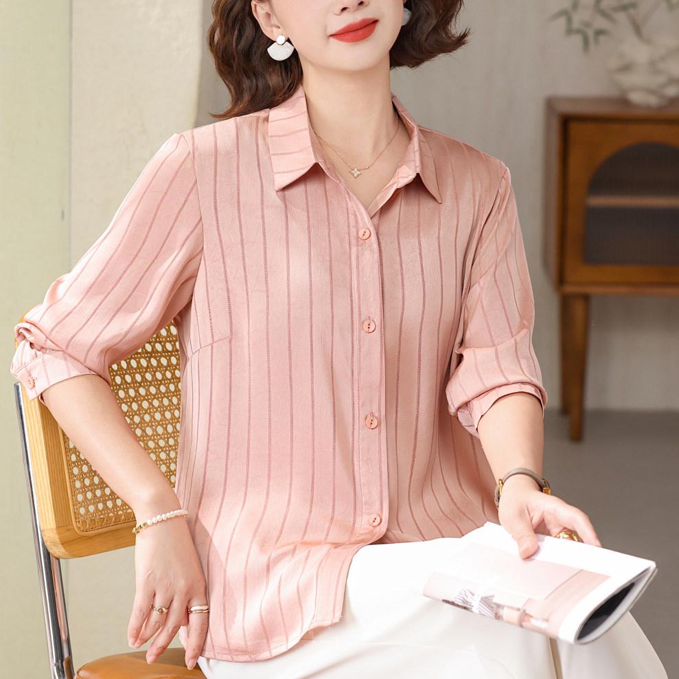 Women's Pink Long-Sleeve French Waist-Cinched Slim-Fit Top for Early Spring Layering