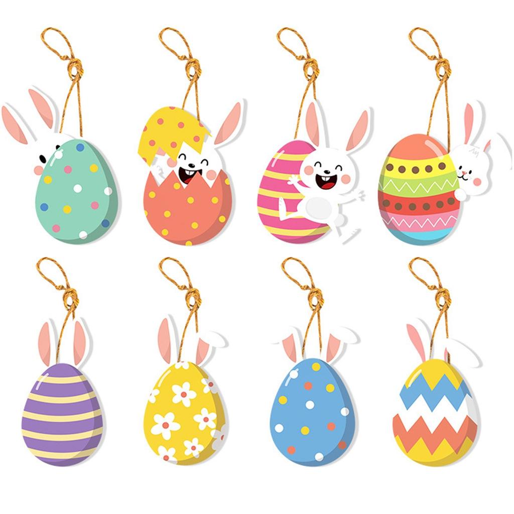 32 PCS Festive Easter Pendants Novel Easter Pendants Creative Easter Wall Hanging Decor Cartoon Bunny Pendants Color For Door Dorm Yard Garden