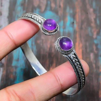Braccialetto in argento sterling 925 con pietra preziosa ametista, fatto a mano, regolabile per lei