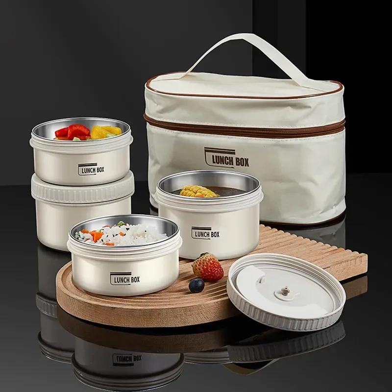 Microwave Lunch Box Portable Insulated Lunch Container Set Stackable Bento Stainless Steel Thermos Container Lunchbox Bento Case